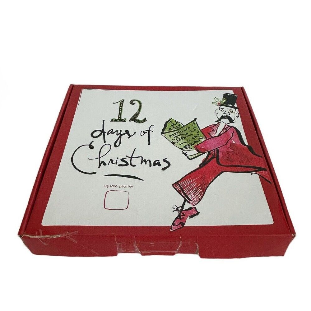 Lenox 12 Days of Christmas Ceramic Square Dish Plate Platter 12.25 In #845814